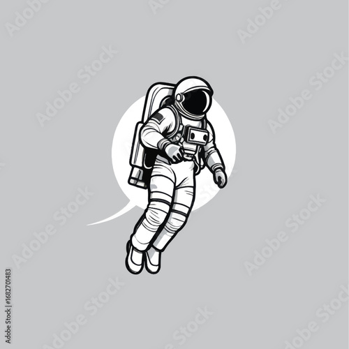 Astronaut Floating in Space with Speech Bubble Vector Illustration