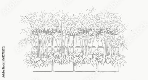Elegant bamboo plant illustration for serene interior decoration concept