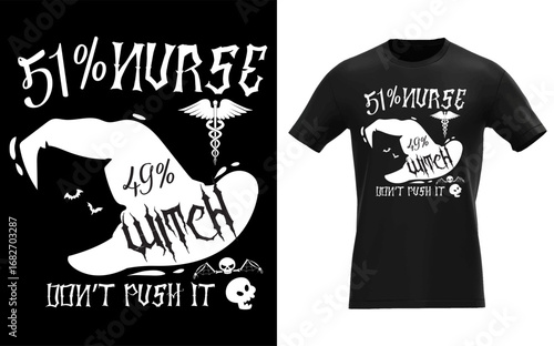 51% Nurse 49% Witch Funny Halloween