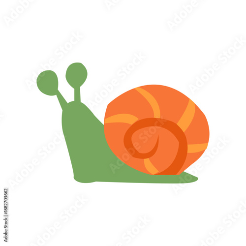 Colorful cartoon snail with a vibrant shell, set against a plain white background