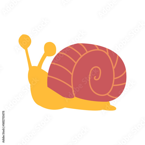 Colorful cartoon snail with a spiral shell, set against a plain white background, ideal for children's illustrations