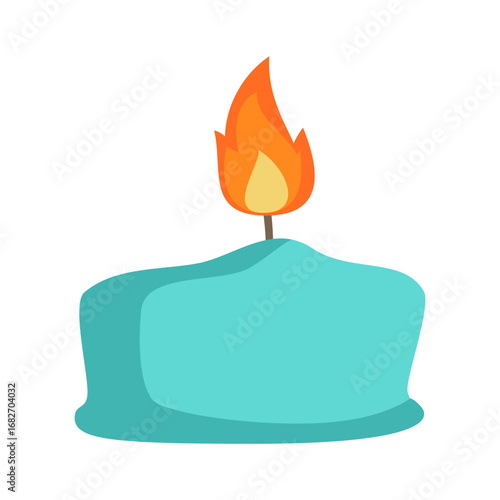 Vibrant flame flickering above tranquil water surface in a serene natural setting