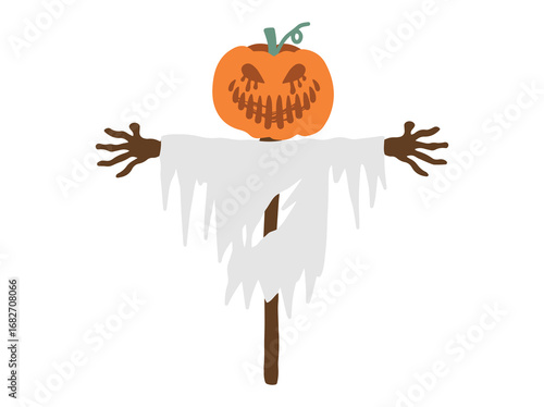 Halloween Scarecrow Scary Cartoon Illustration