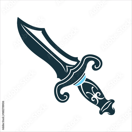 Stregheria Ritual Knife Athame Illustration Stregas Blade A ritual knife stregheria athame with a curved handle and single edge