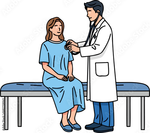 doctors careful examination compassionate healthcare, patient trust, medical checkup, health consultation, wellness visit, isolated on transparent background