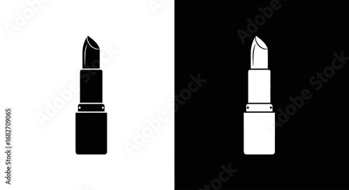 An outline style of a lipstick tube, a modern and elegant icon for a beauty brand, a makeup artist, or a fashion blog.