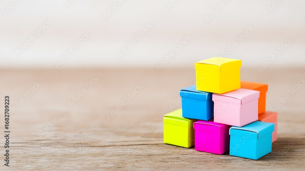 Obraz premium Colorful 3D birthday cake with festive frosting and candles, rendered in isometric studio lighting.