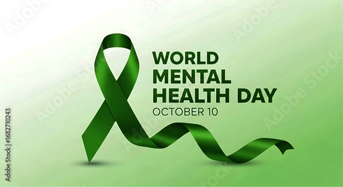 Dark Green Satin Ribbon, Awareness Symbol, World Mental Health Day