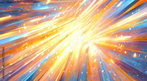 Abstract explosion of vibrant colors and light rays