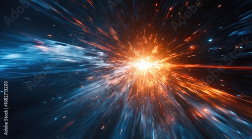 Cosmic explosion, vibrant streaks