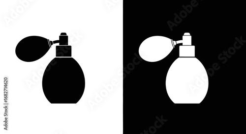 An outline style of a vintage perfume bottle, a modern and elegant icon for a luxury fragrance brand or a perfumery.