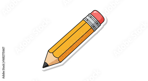 Cartoon Yellow Pencil with Eraser and Graphite Tip.