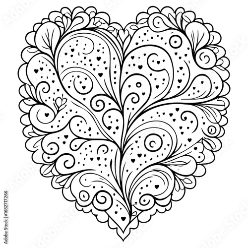 Intricate heart shaped floral vector design perfect for valentine's day or any romantic occasion