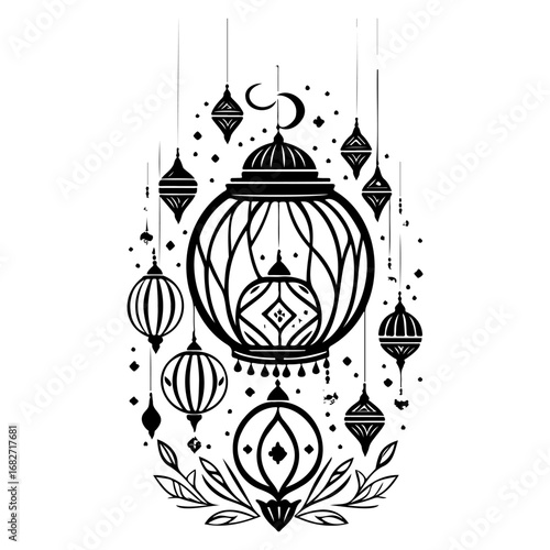 Intricate lanterns floating in midair a celebration of artistry and light a symbolic