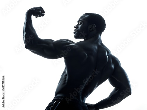 Wallpaper Mural Silhouette of a muscular man flexing his biceps isolated on white background Torontodigital.ca
