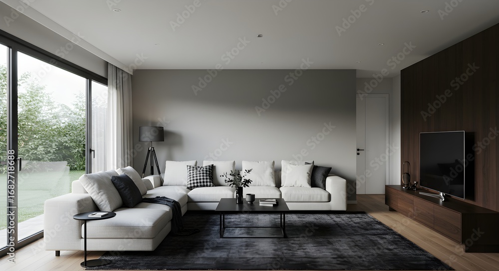 Fototapeta premium Modern minimalist living room design