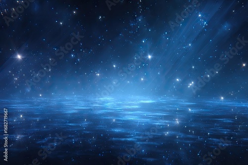 Dark blue starry night scene with water-like surface