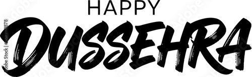 Happy Dussehra Calligraphy Text Brush Stroke Typography Design.