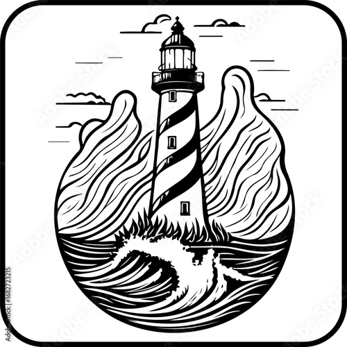 Majestic Coastal Beacon Stands Tall Among Crashing Waves A Guiding Light Amidst Turbulent Seas