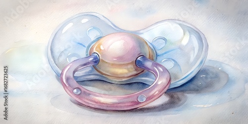 Watercolor painting of a baby pacifier
