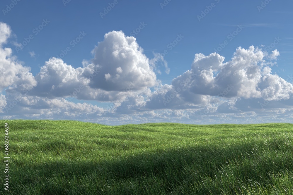 Obraz premium Wide grassy field under a partly cloudy sky (1)