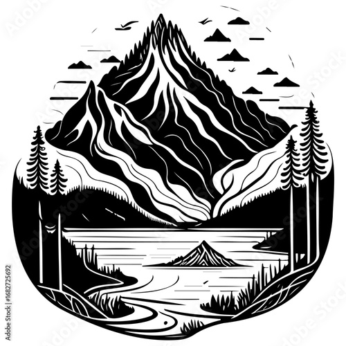 Majestic mountain scenery reflecting across still waters, a serene landscape for contemplative