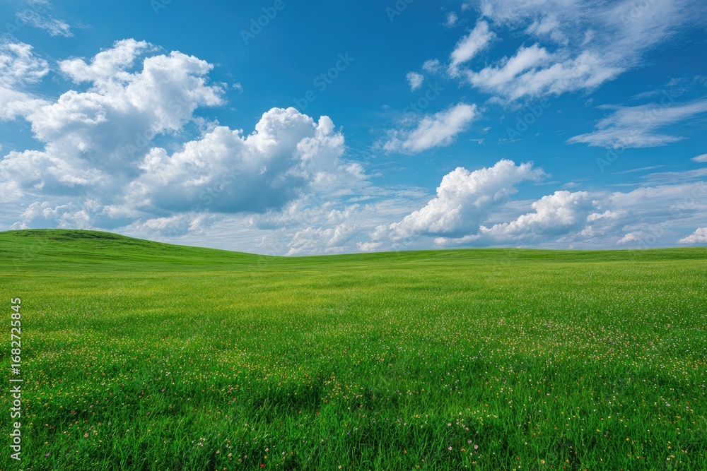 Obraz premium Vast green field under a vibrant blue sky (5)