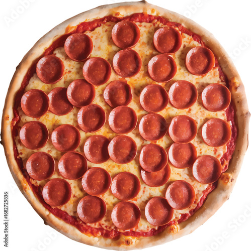 Tasty Traditional Pepperoni Pizza featuring a Crunchy Crust and Gooey Cheese