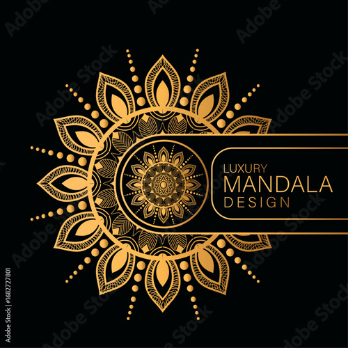 Elegant luxury mandala background featuring intricate ornamental design with golden details. Perfect for use in decorative projects, invitations, wallpapers, yoga and meditation themes