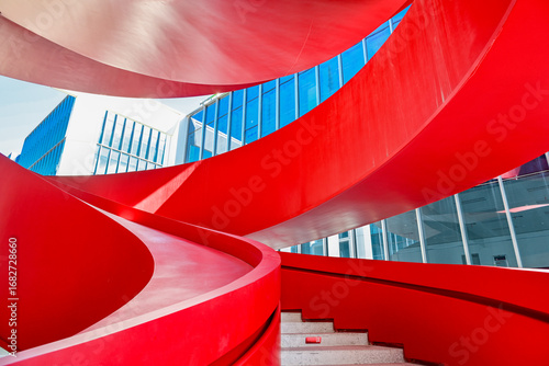 Beautiful red stairs to the sky