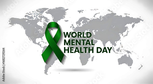 Green Awareness Ribbon for World Mental Health Day