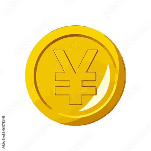 Vector art of golden coin with yen symbol