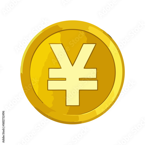 Vector art of golden coin with japanese yen symbol, representing financial wealth and currency exchange