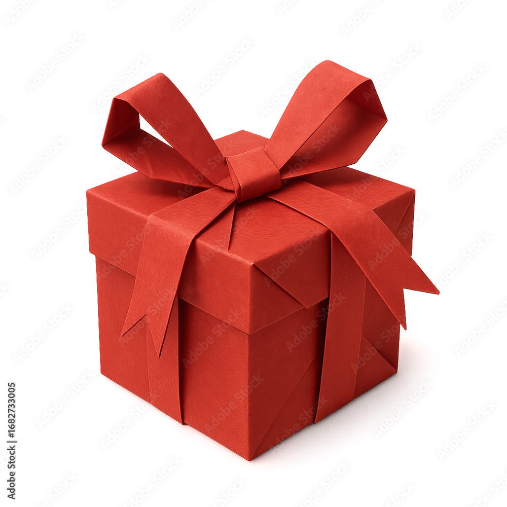 Obraz premium Festive Red Gift Box with Ribbon for Celebrating Christmas Moments