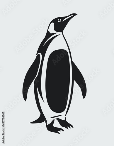 Penguin Animal Vector Logo in Black and White, Minimalist and Simple Design, Perfect for Wildlife Branding, Nature Illustration, and Unique Animal Identity

