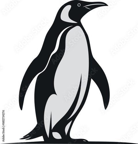 Penguin Animal Vector Logo in Black and White, Minimalist and Simple Design, Perfect for Wildlife Branding, Nature Illustration, and Unique Animal Identity
