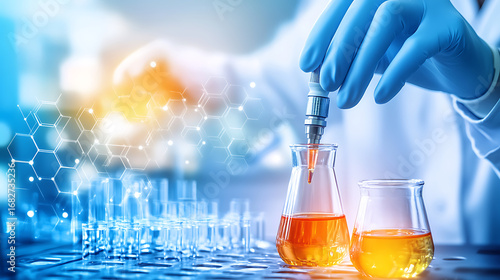 Scientist conducting chemical analysis in a laboratory setting
