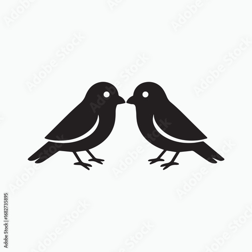 Black lovebird icon, perched on a simple white background..