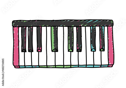 Colorful sketchstyle keyboard with pink green blue and black keys