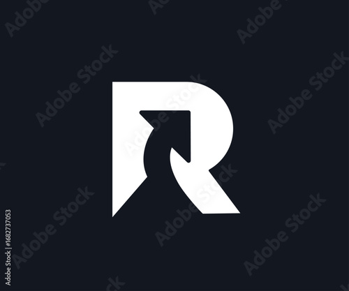 Initial R arrow logo design on Black background