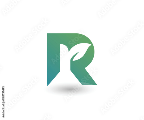 Free Download Initial R leaf natural logo design template - GFXLoad