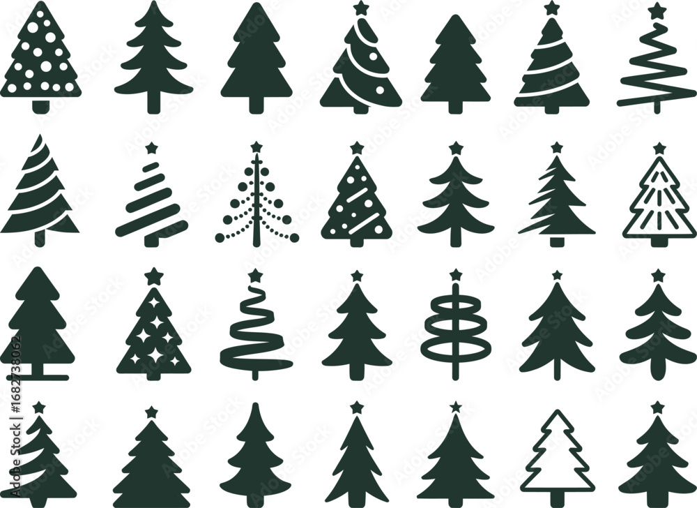 Obraz premium Christmas Vector Illustration Tree Collection
