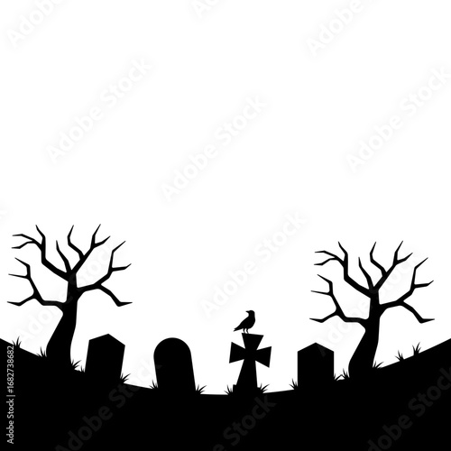 Graveyard Silhouette Vector