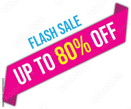 Flash Sale Up To 80% Off Banner Pink Ribbon.