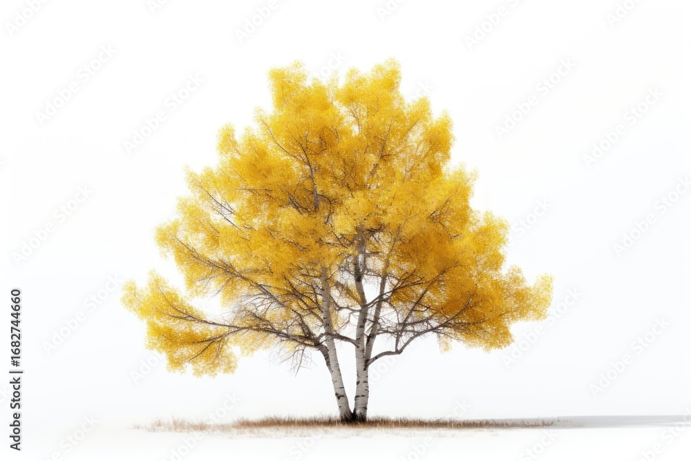 Fototapeta premium Aspen tree plant white background tranquility.