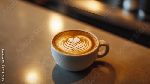 Flat white coffee with tulip art