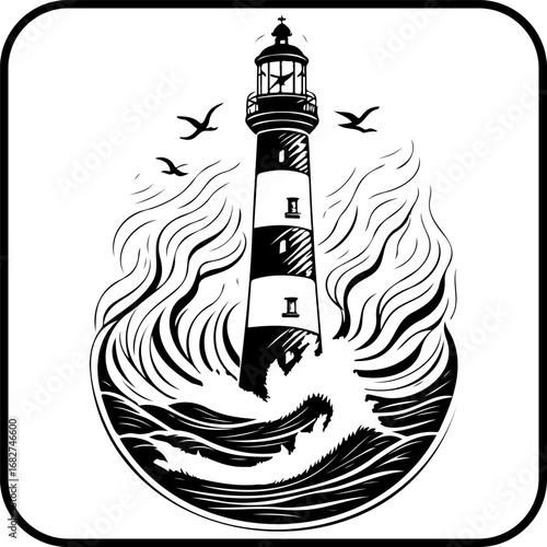 Nautical sentinel stands tall amidst turbulent seas showcasing a beacon of hope guiding seafaring