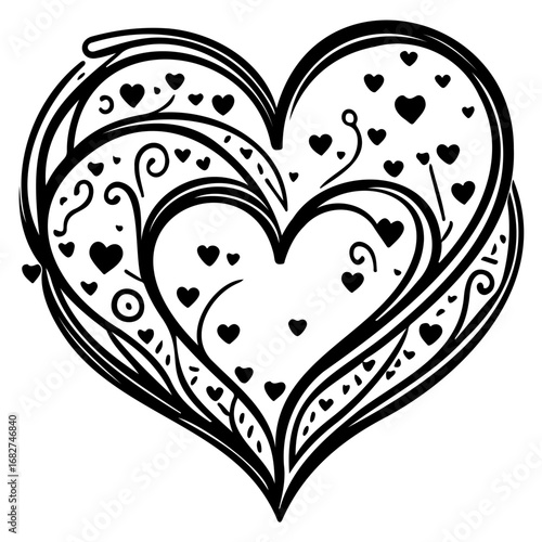 Ornamental heart shape illustration full of delicate heart details creating a romantic visual