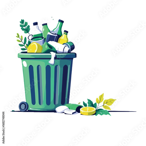 Vsai overflowing trash can illustrating waste management issues