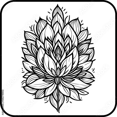 Ornate lotus flower illustration with intricate details showcasing spiritual symbolism and